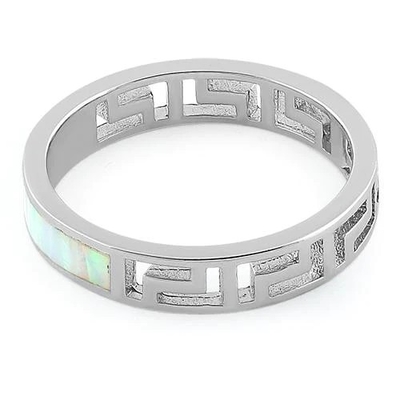 925  With Sterling Silver High Quality Blue Opal Greek  White Lab Opal Engagenent Ring For Girls