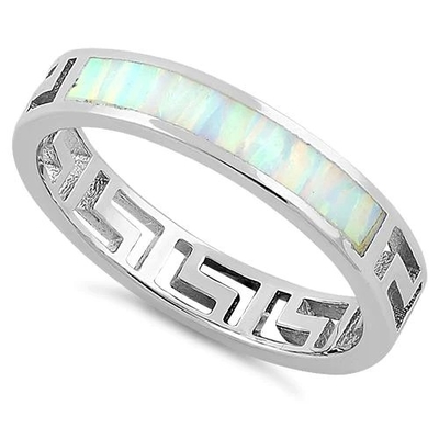925  With Sterling Silver High Quality Blue Opal Greek  White Lab Opal Engagenent Ring For Girls