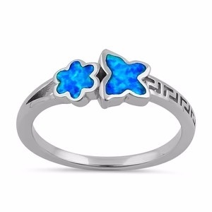 925  With Sterling Silver High Quality Blue Opal Greek  White Lab Opal Engagenent Ring For Girls