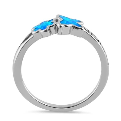 925  With Sterling Silver High Quality Blue Opal Greek  White Lab Opal Engagenent Ring For Girls