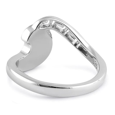 Sterling Sliver 925 Ancient Greek  Meander Key Modern Wave Design Blue Opal Ring For Women