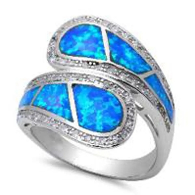 High Quality Natural Greek Blue Opal Stone Engagement Ring for Gifts With 925 Sterling Silve