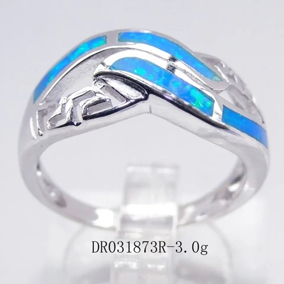 Sterling Silver Wholesale Jewelry Greek Blue Lab Opal  Wedding Ring Synthetic Opal Jewelry