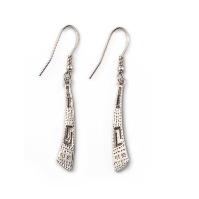 With Sterling Blue Opal Dangle Earrings with Greek Key Unique vintage design Earrings For Women
