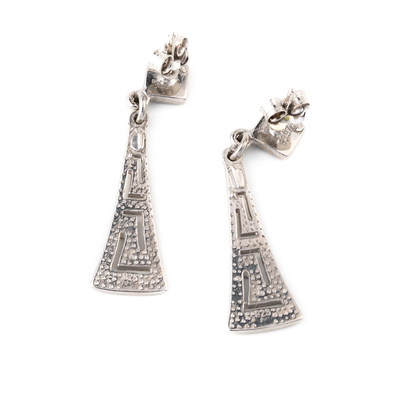 With Sterling Blue Opal Dangle Earrings with Greek Key Unique vintage design Earrings For Women