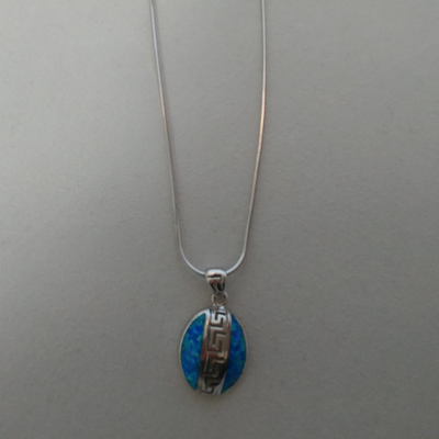 Key Design Meandros Opal Pendant Necklace With 925 Sterling Silver