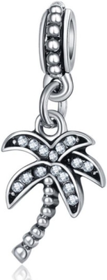 Dangle Coconut/Palm Tree with Clear Crystals Charm Bead for Charms Bracelets