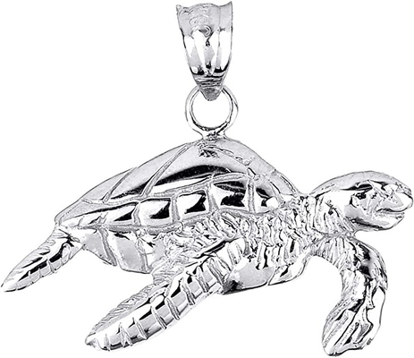 14k White Gold Textured Sea Life Sailfish Bead Charm Pendant Gift