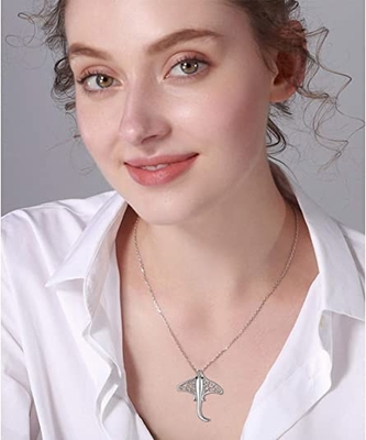 Lady tree 925 Sterling Silver Stingray Necklace Manta Ray Turtle Dolphin Charm Tortoise Necklace