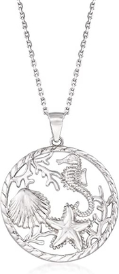 Lady tree 925 Sterling Silver Stingray Necklace Manta Ray Turtle Dolphin Charm