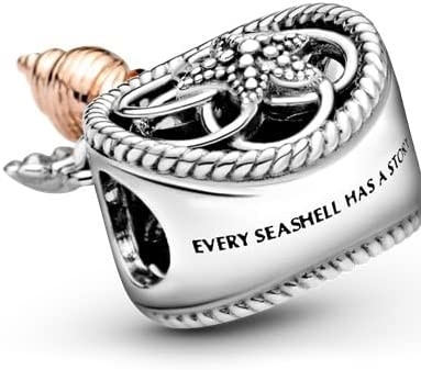 PANDORA Jewelry Starfish and Sea Shell Dangle Cubic Zirconia Charm in Sterling Silver
