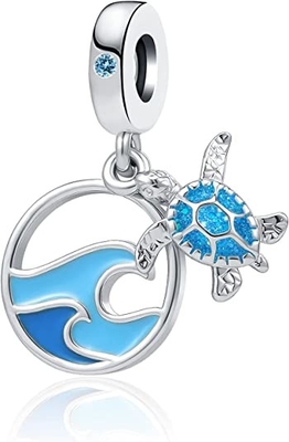 LuxglitterLin Tropical Ocean Life Charm Sea Turtle Starfish Enamel Dangle Bead for European