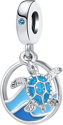 LuxglitterLin Tropical Ocean Life Charm Sea Turtle Starfish Enamel Dangle Bead for European