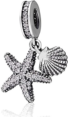 LuxglitterLin Tropical Ocean Life Charm Sea Turtle Starfish Enamel Dangle Bead for European