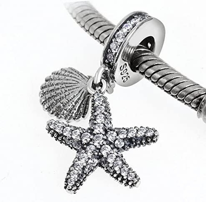LuxglitterLin Tropical Ocean Life Charm Sea Turtle Starfish Enamel Dangle Bead for European