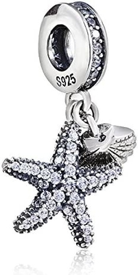 LuxglitterLin Tropical Ocean Life Charm Sea Turtle Starfish Enamel Dangle Bead for European
