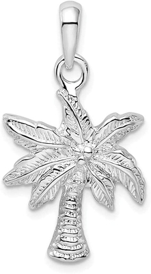 Nautical Pave Cubic Zirconia CZ Tropical Beach Vacation Palm Tree Necklace Pendant Anklet For Women Yellow 14K Gold Plat