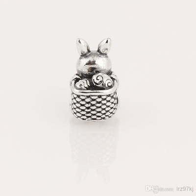 S925 Sterling Silver Screw Easter Bunny Animal Charm Beads Fits European Pandora