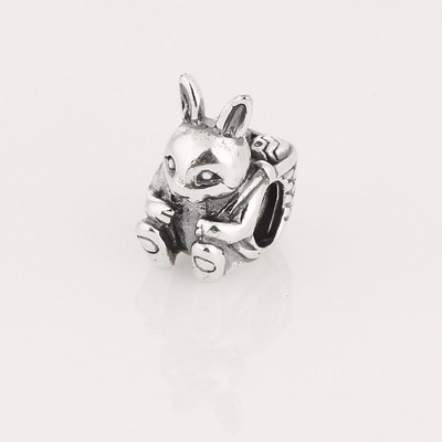 S925 Sterling Silver Screw Easter Bunny Animal Charm Beads Fits European Pandora