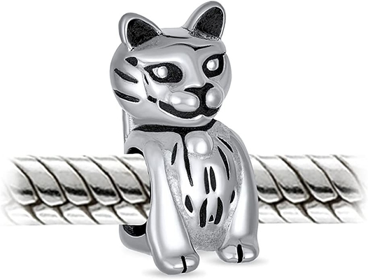 Sitting Kitten Kitty Pet Animal Lover CAT Dangle Charm Beads For Women Teen