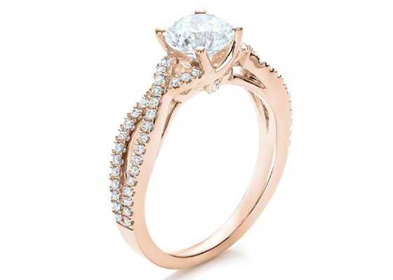 Claw Setting 18K Rose Gold Ring 0.8ct With GH VS1 GIA Diamond