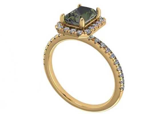 OV6X8mm 14K Solid Gold Jewellery , Rectangle 1.3 Carat Diamond Engagement Ring