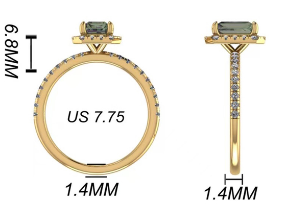 OV6X8mm 14K Solid Gold Jewellery , Rectangle 1.3 Carat Diamond Engagement Ring