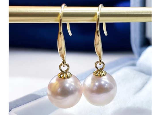 OEM Round Pearl Earring , Classic Pearl Dangle Earrings for Wedding 9-9.5MM Dimension