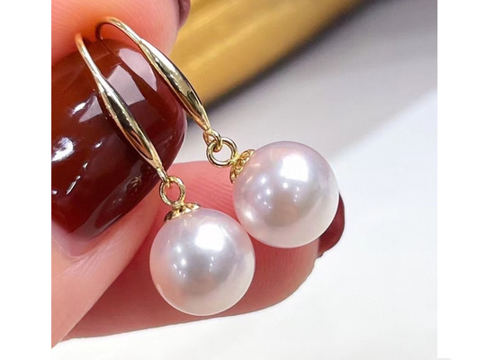 OEM Round Pearl Earring , Classic Pearl Dangle Earrings for Wedding 9-9.5MM Dimension