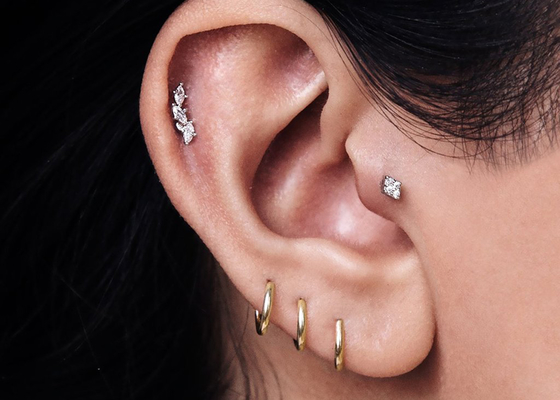 Helix Piercing 14K Gold Clicker For Cartilage Tragus 16g-40g