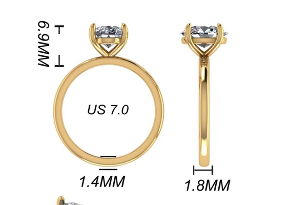 Oval Cut 2.1 Carat Diamond Ring Size OV9X7MM Boundless Setting Type