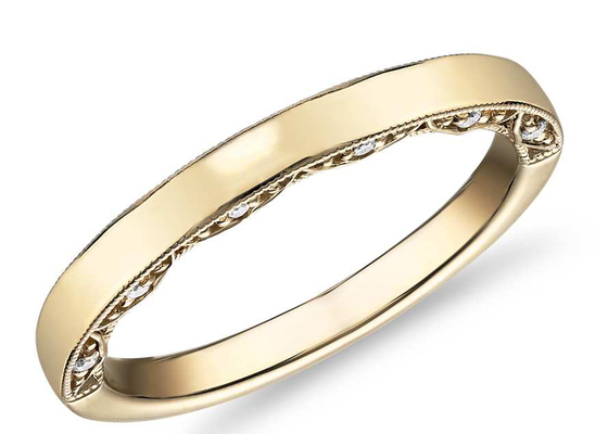 0.12ct Tiny 14K Yellow Gold Jewelry , Yellow Gold Diamond Wedding Bands EX Cut ODM