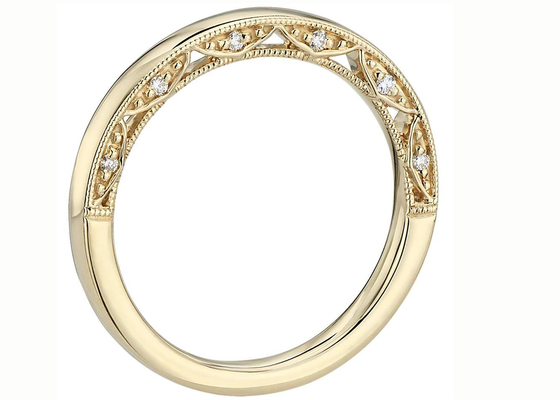 0.12ct Tiny 14K Yellow Gold Jewelry , Yellow Gold Diamond Wedding Bands EX Cut ODM
