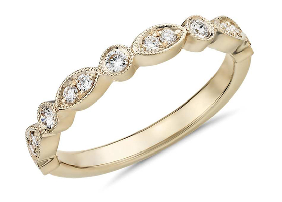 9K 0.13ct Gold And Diamond Stacking Rings 1.5MM witdth Round cut ODM