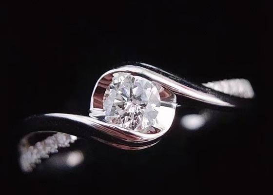 Round Cut 0.46ct Real Diamond Jewellery Ring 14K White Gold Material ODM