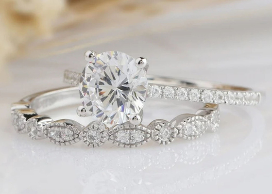 18K White Gold Diamond Engagement Wedding Rings 1.25CT 6.5mm ODM
