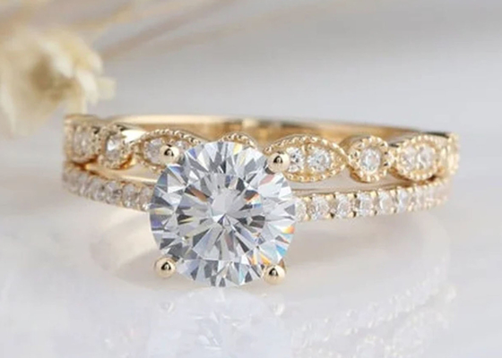 18K White Gold Diamond Engagement Wedding Rings 1.25CT 6.5mm ODM