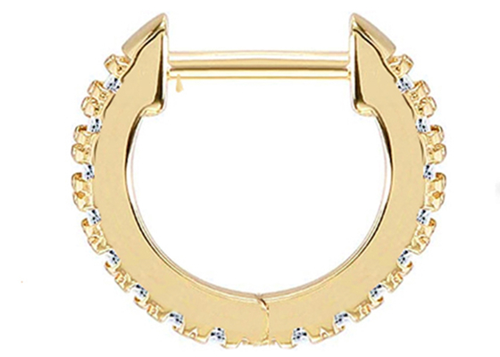 14k 0.2ct Gold Body Piercing Jewelry Earrings Hoop Shape 8mm ODM For Women Girls