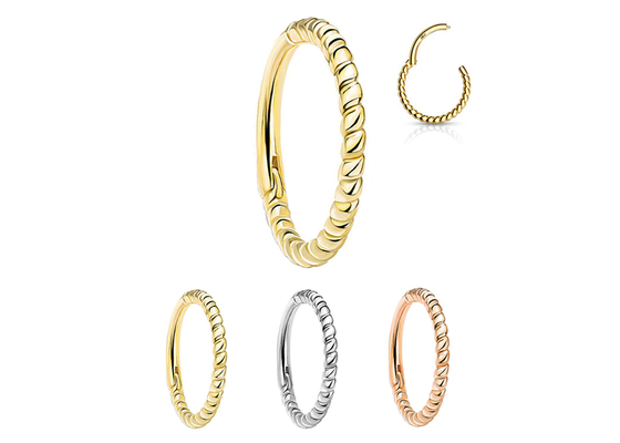 Twisted Rope 14k Gold Nose Ring 18G , Nose Piercing Clicker for Gift