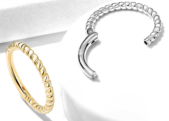 Twisted Rope 14k Gold Nose Ring 18G , Nose Piercing Clicker for Gift