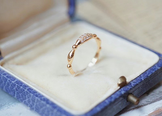 14K Rose Gold Real Diamond Jewellery Ring Dainty OEM ODM for Wedding