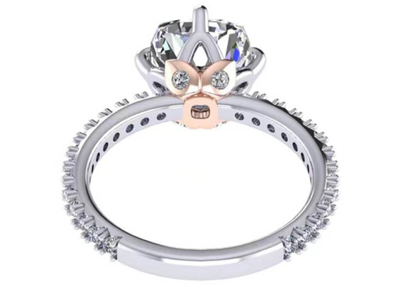 OEM 18k White Gold Diamond Ring , Cushion Cut Engagement Ring 8.13×7.87×5.13mm