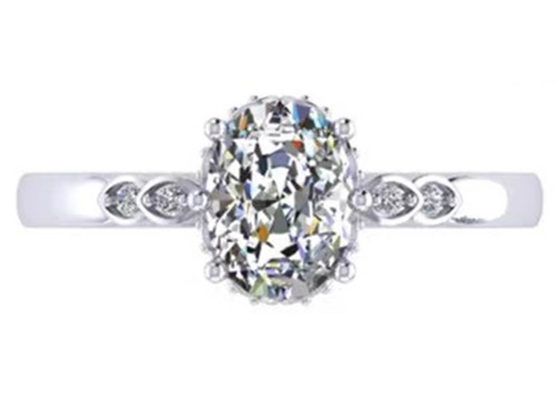 Oval Cut 18k White Gold Engagement Ring 8.0×6.0mm Dimension ODM
