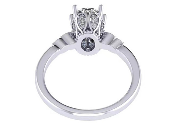 Oval Cut 18k White Gold Engagement Ring 8.0×6.0mm Dimension ODM