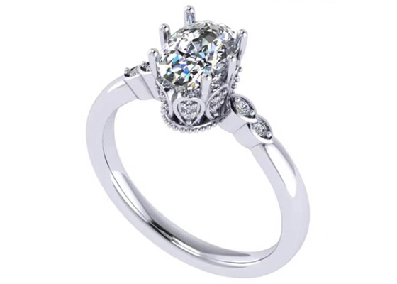 Oval Cut 18k White Gold Engagement Ring 8.0×6.0mm Dimension ODM