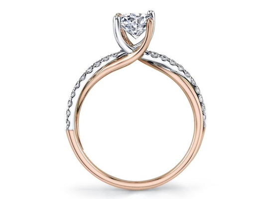 2 Tone Color 9K Silver Ring With 6mm Moissanite Diamond 0.81ct