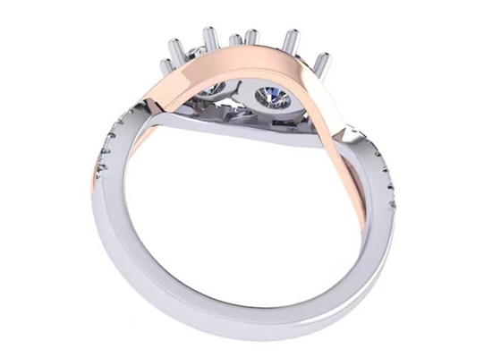 Round Cut 9K Silver Ring 9 Carat Romantic 2 Tone Color ODM For Wedding