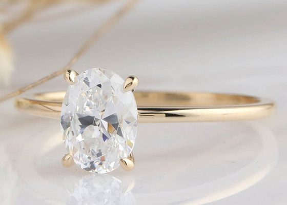 1.5ct Oval Cut Lab Grown Moissanite Ring 14K Gold Material 0.7×0.9cm size