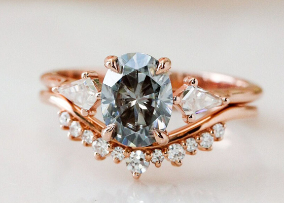 1ct Lab Grown Moissanite Ring 9K Grey color for engagement ODM