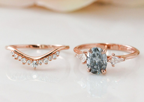 1ct Lab Grown Moissanite Ring 9K Grey color for engagement ODM